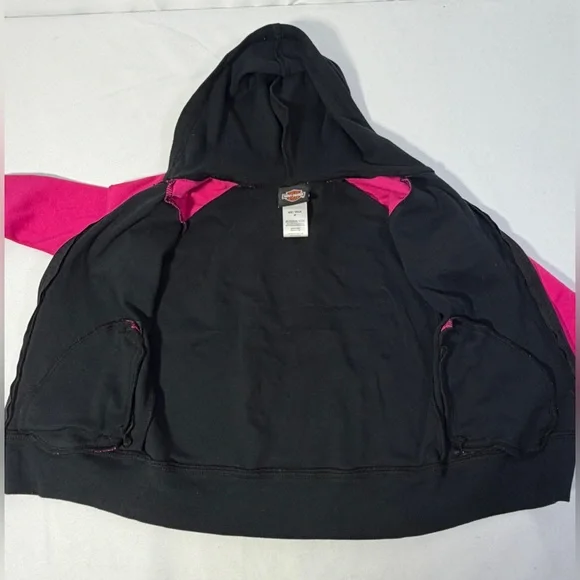 Harley Davidson Girls Hoodie Jacket 4T Pink Black Zip Up Genuine Motorcycle - Picture 9 of 16
